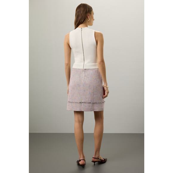 Ted Baker Mayumid Mixed Media Tweed Mock Neck Tank Mini Dress Size 6 - Picture 3 of 14